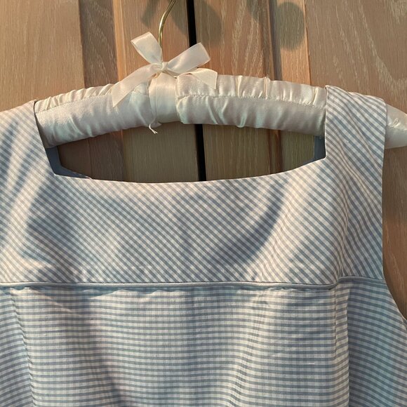 NWT Talbots Light Blue Gingham Silk Duopioni Dress - Picture 3 of 3